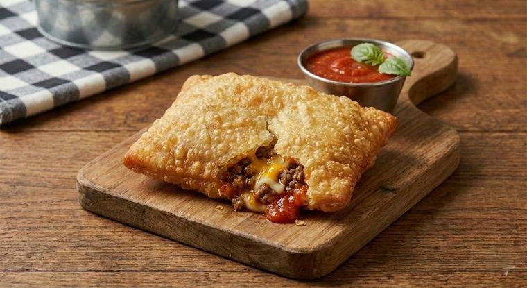 Authentic Chicago Pizza Puff fried golden brown in Gary, IN